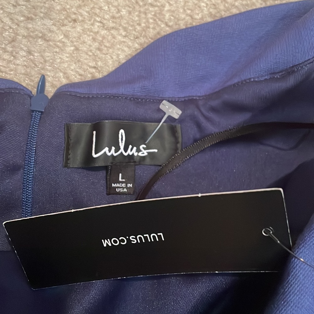 LULU’S NWT Season of Fun Iff the Shoulder Denim Blue Skater Dress - Picture 9 of 12
